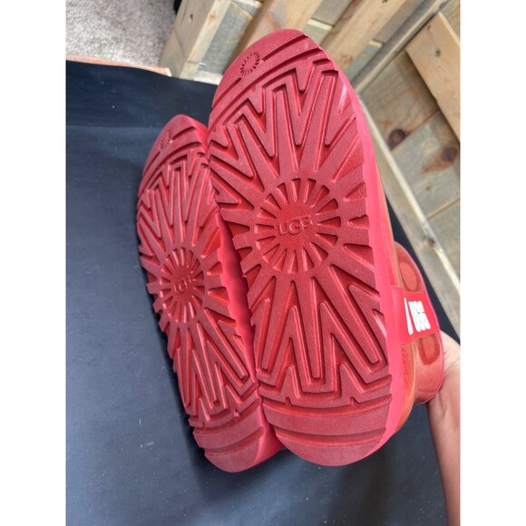Ugg Womens Classic Mini Platform Boots Red Shearling Size 9 - Picture 6 of 9